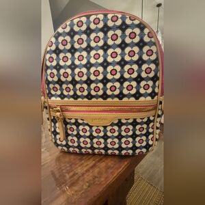 Spartina 449 Women's Blue Floral Linen & Leather Mini Backpack